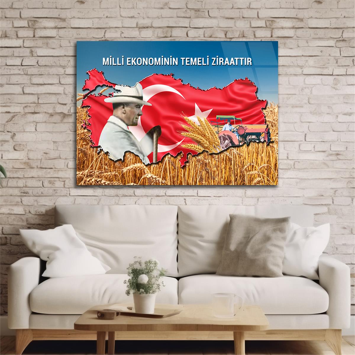 Yatay VatanTemalı Cam Tablo 121