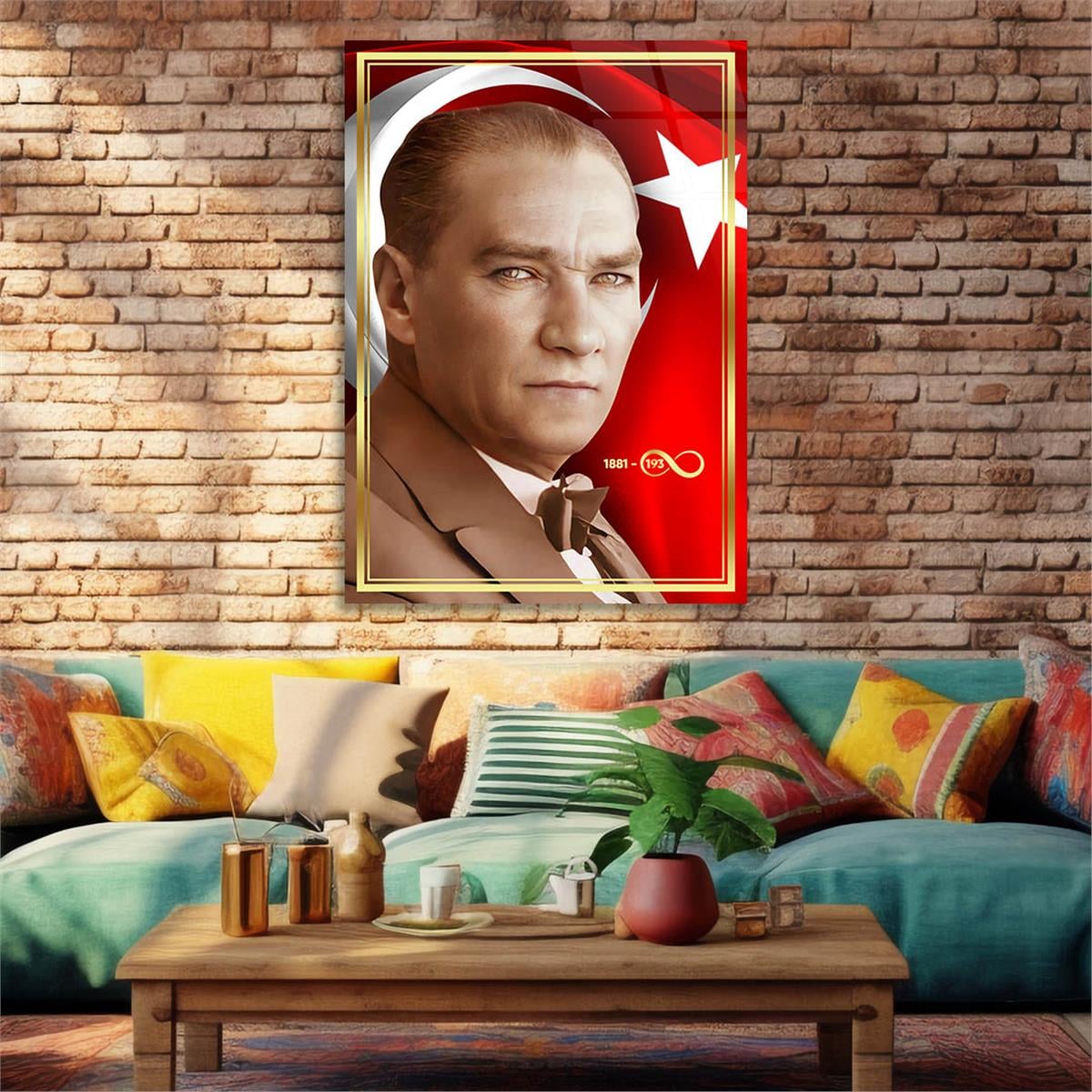 Dikey VatanTemalı Cam Tablo 256