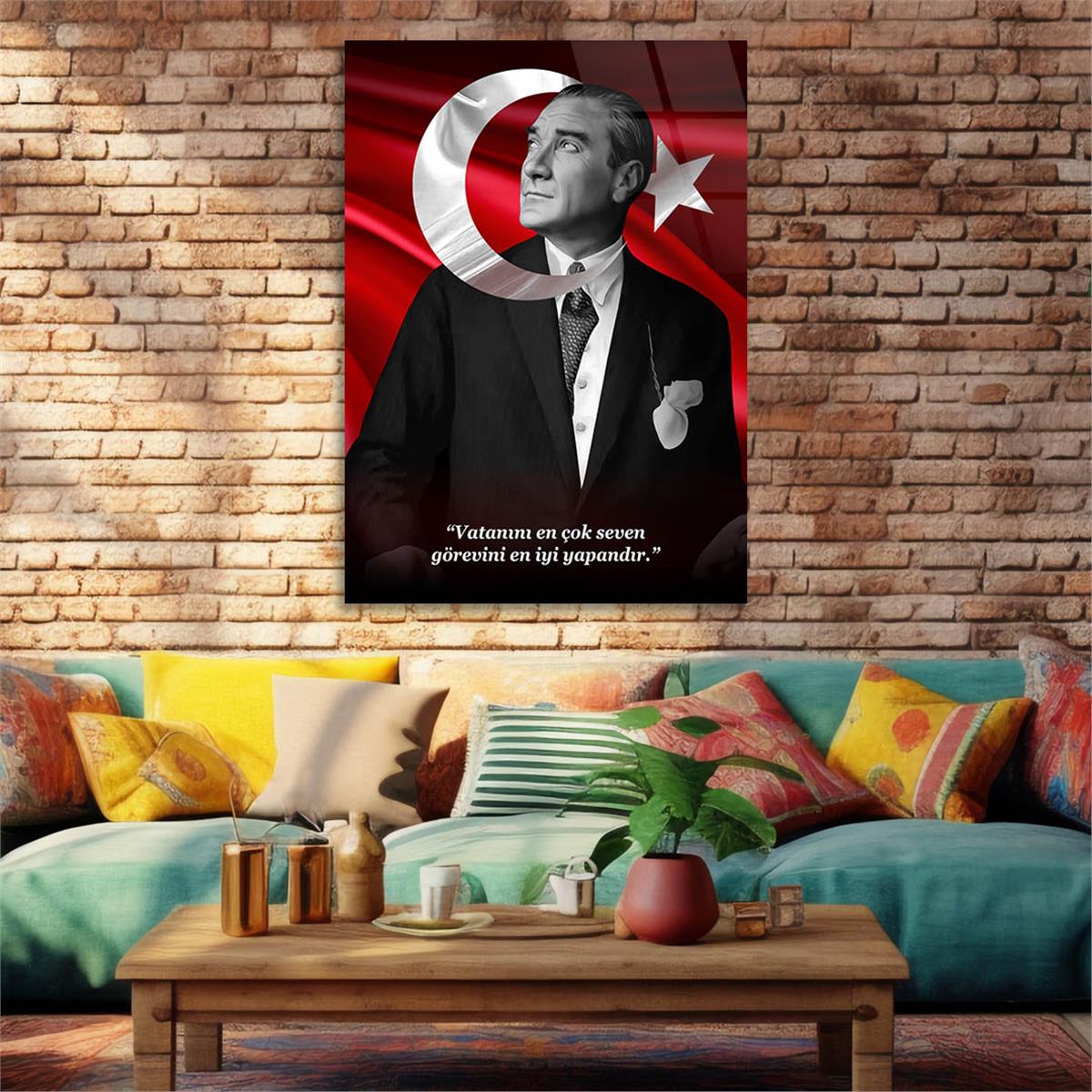 Dikey VatanTemalı Cam Tablo 206