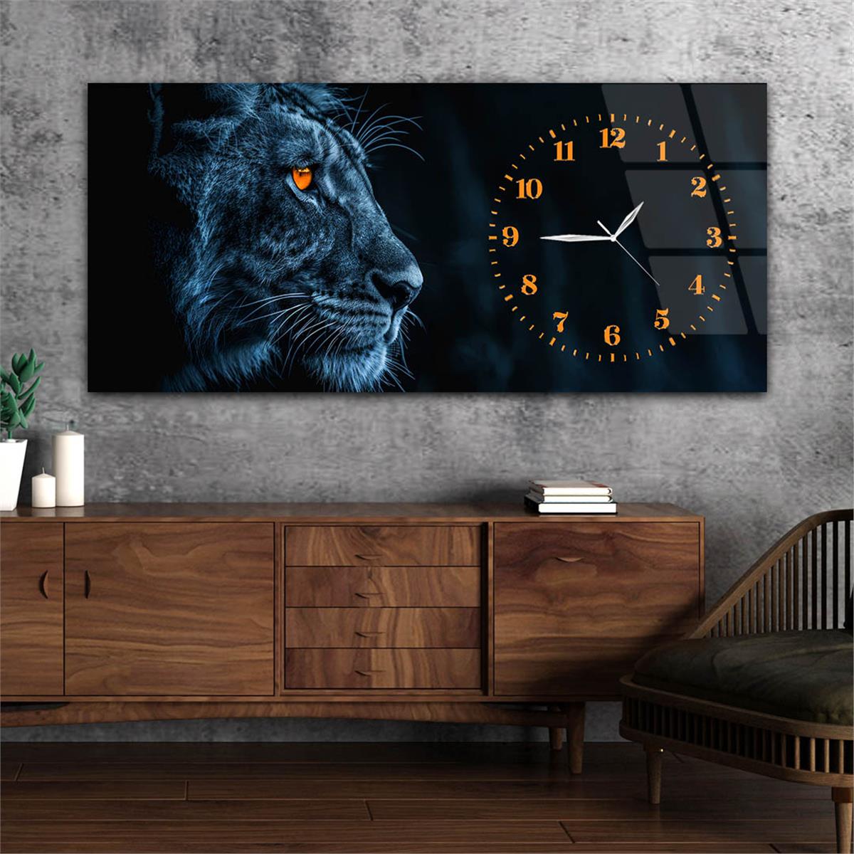 Yatay Saatli Yandan Sanat Temalı Cam Tablo 299