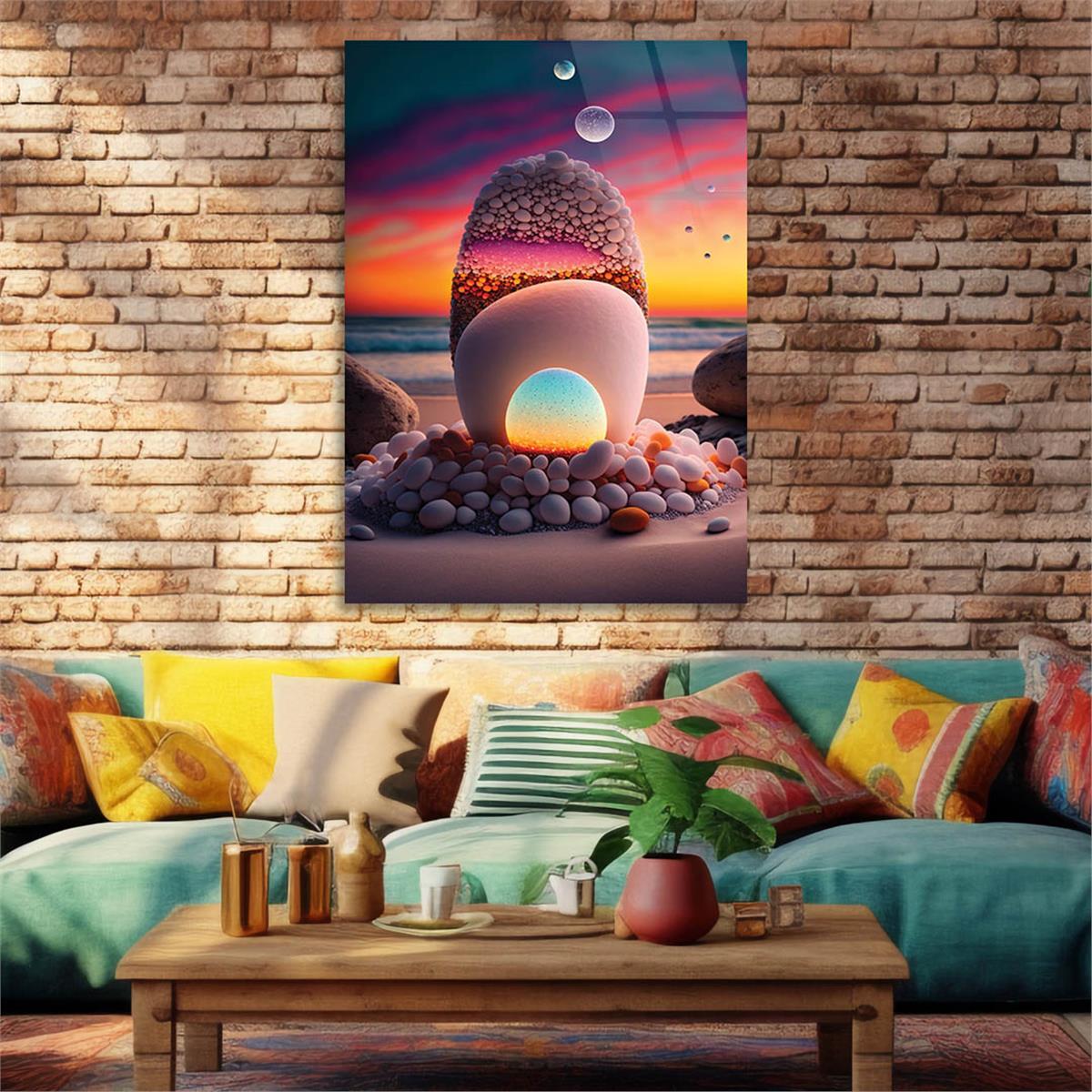 Dikey Sanat Temalı Cam Tablo 309