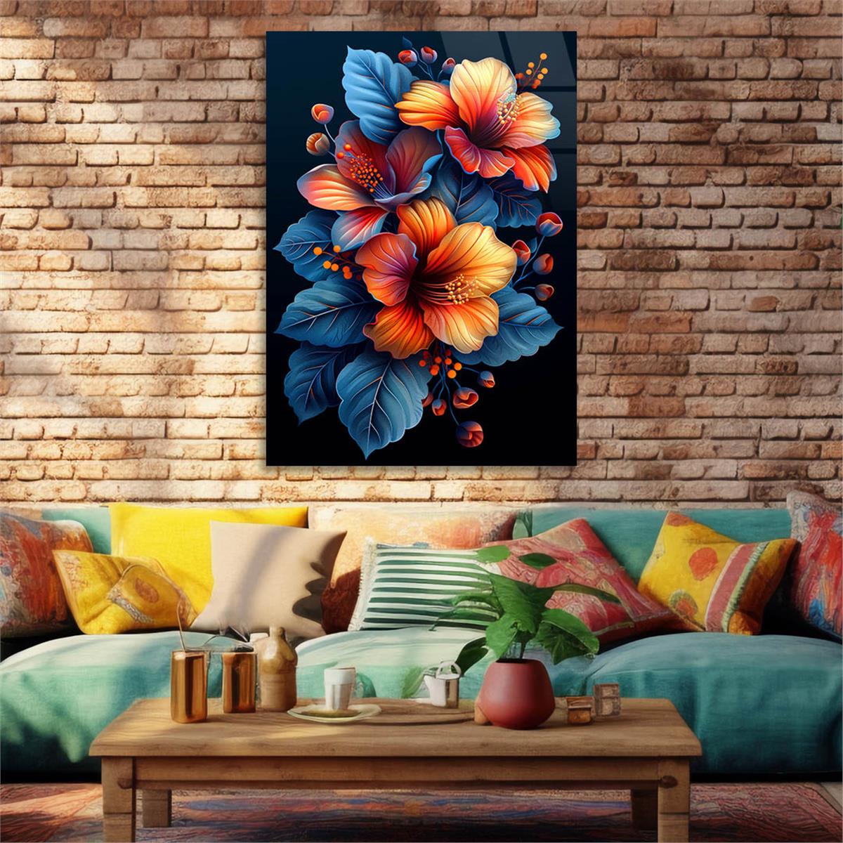 Dikey Sanat Temalı Cam Tablo 453