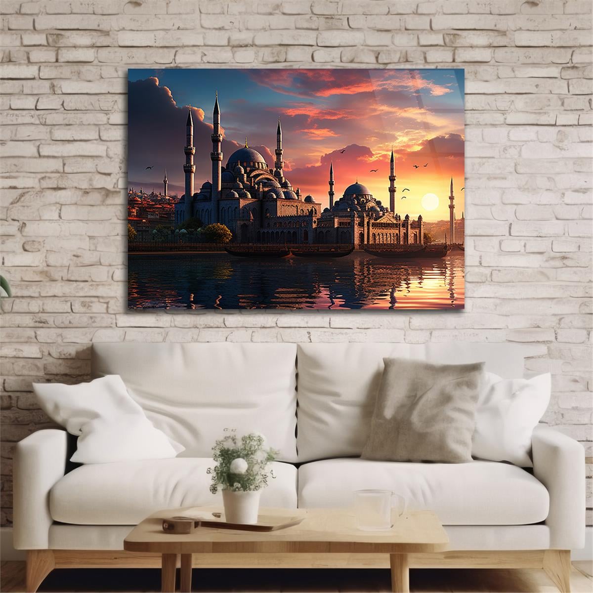 Yatay Dini Temalı Cam Tablo 216