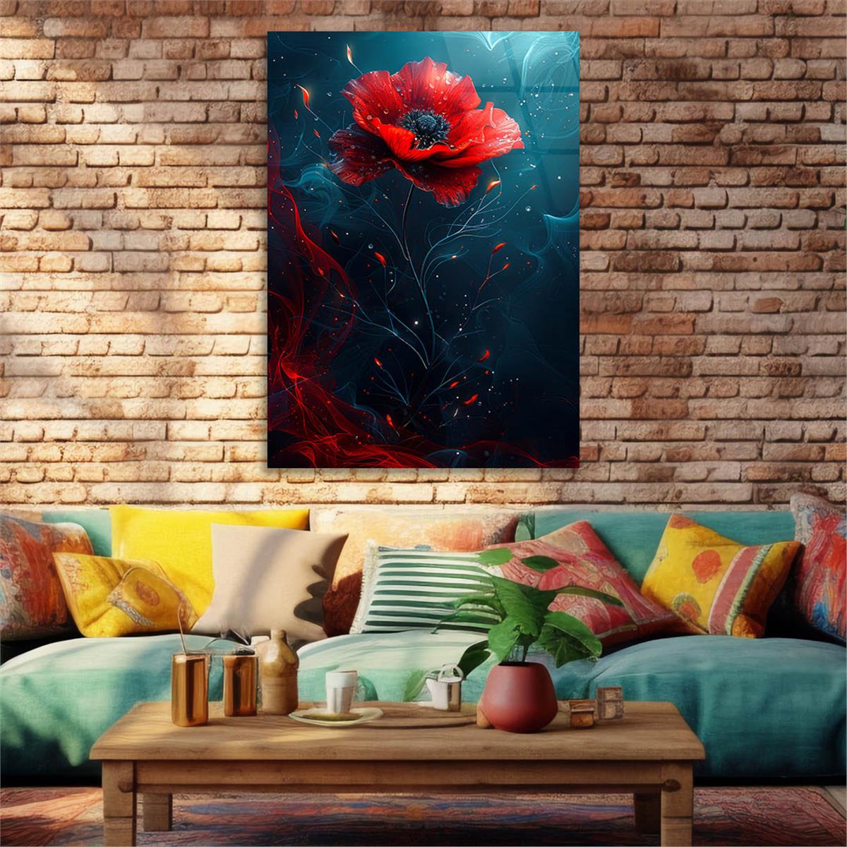 Dikey Sanat Temalı Cam Tablo 458