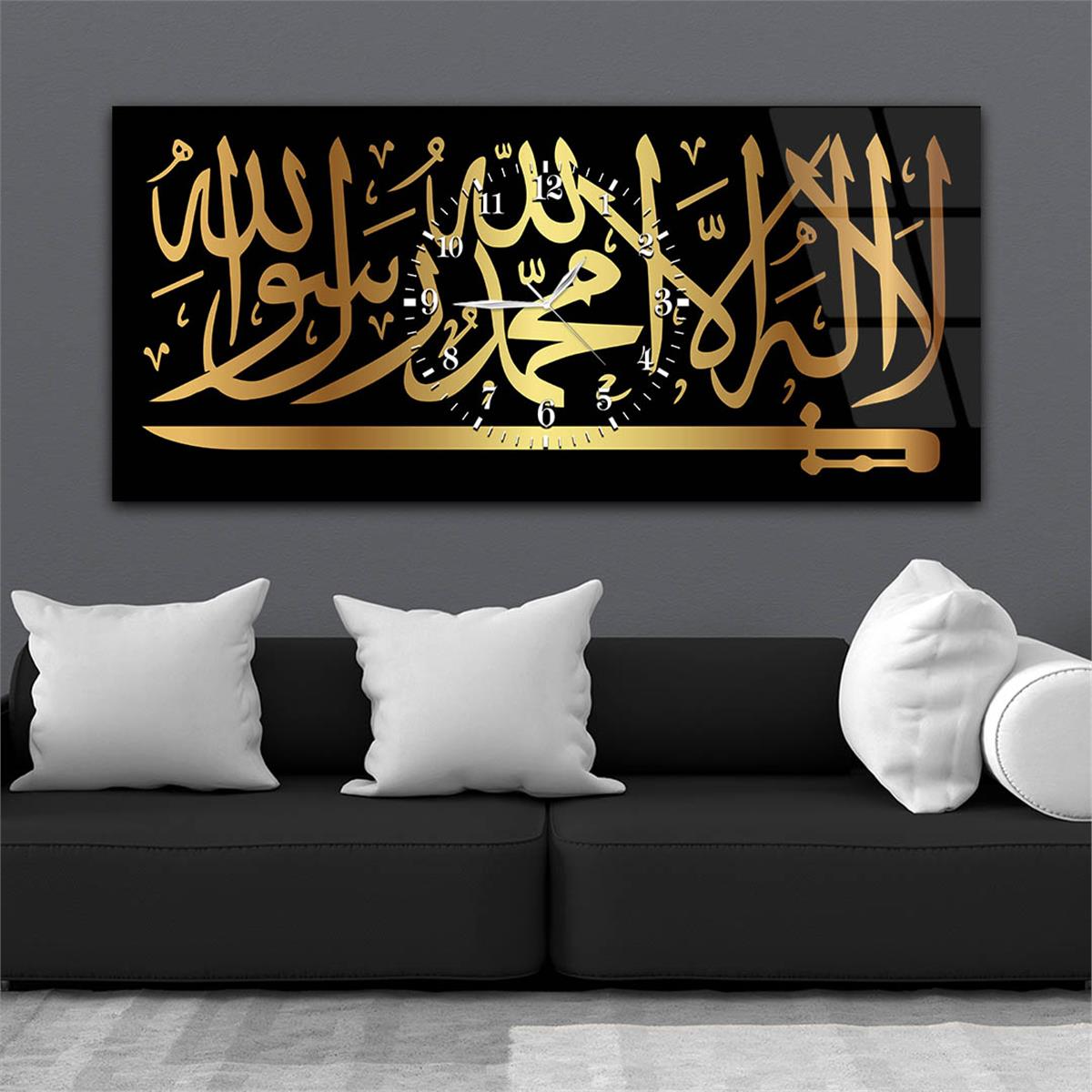 Horizontaal, in Het Midden Voorzien Van Een Klok, Religieus Thema Gehard Glasschilderij 045