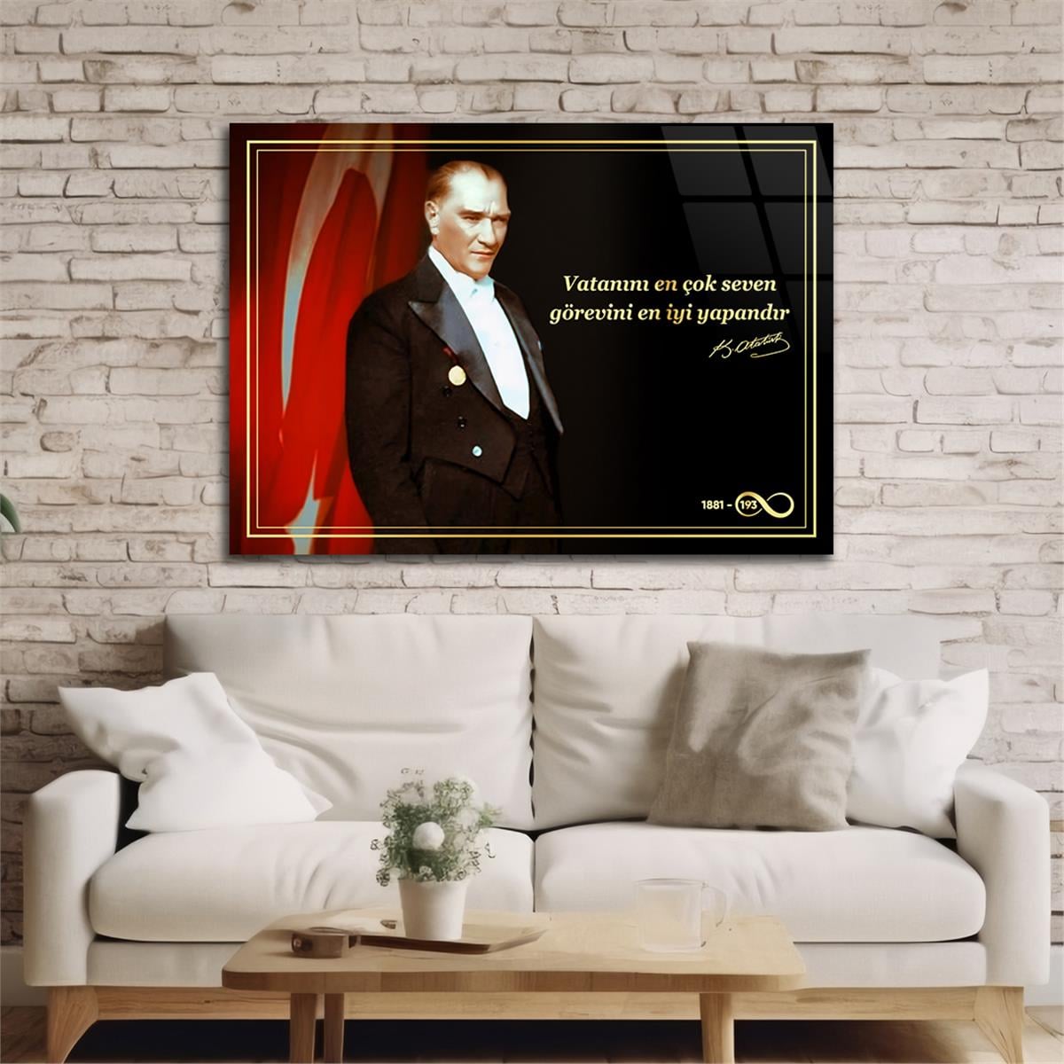 Yatay Vatan Temalı Cam Tablo 148