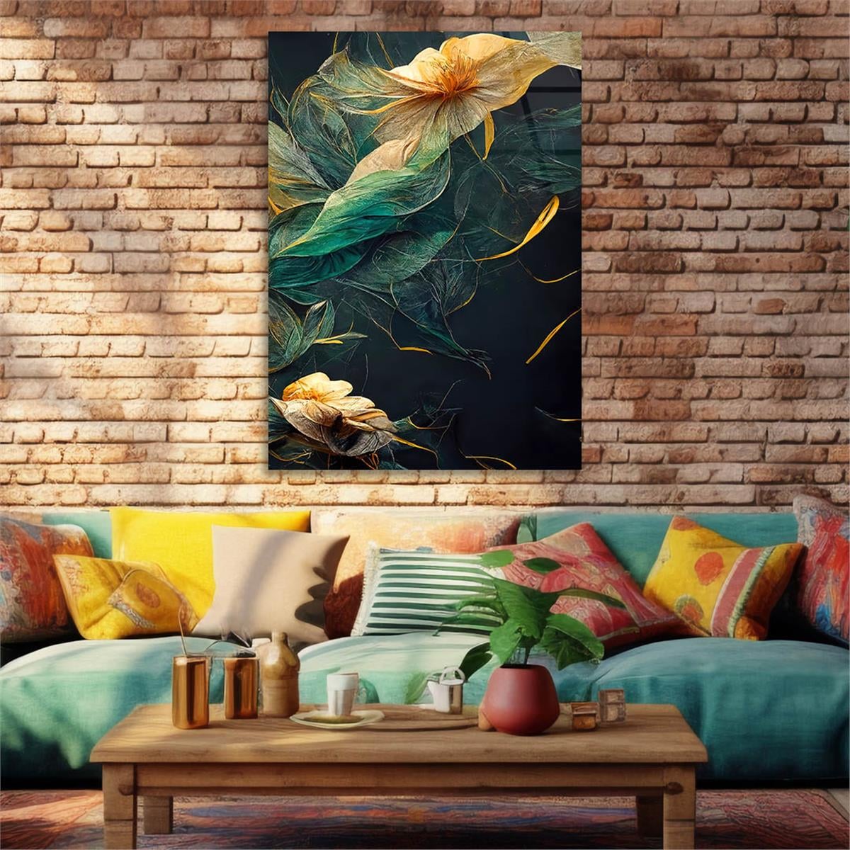 Dikey Sanat Temalı Cam Tablo 386