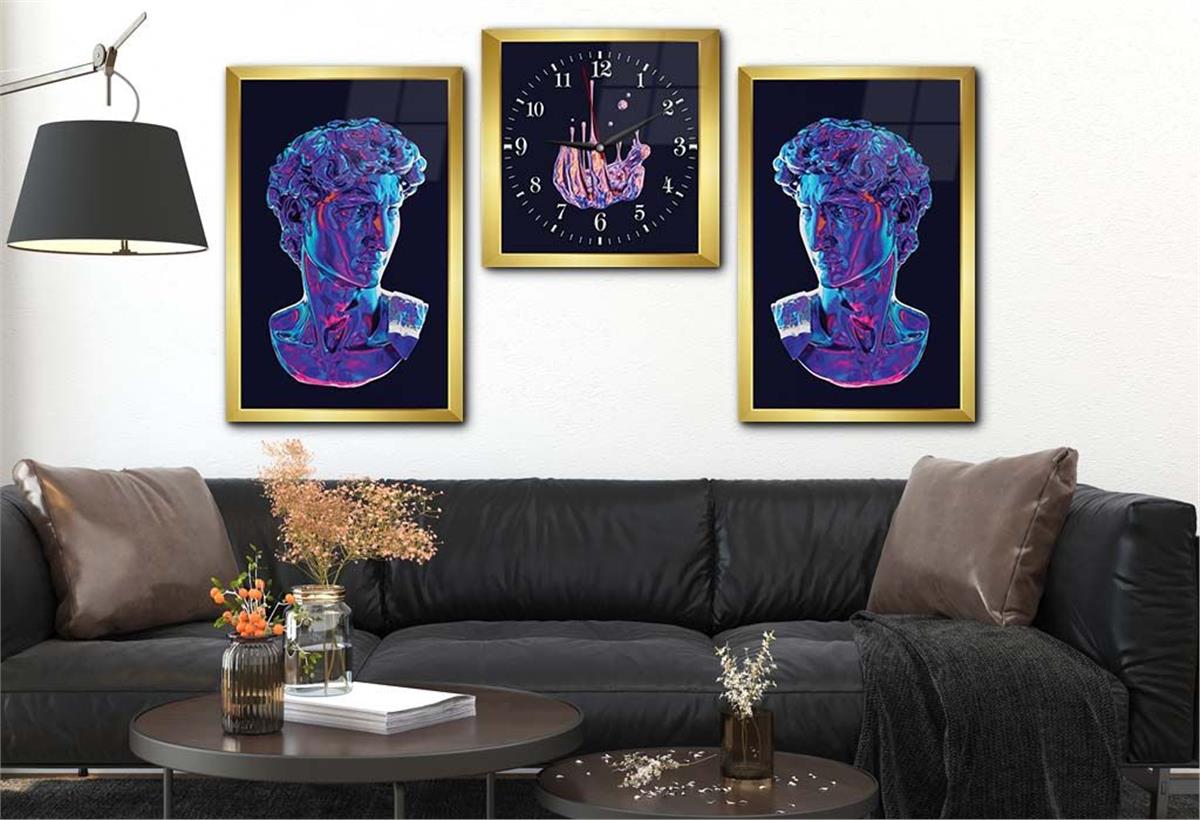 Gehard Glasschilderij Set aan de Kunst Thema Met Klok