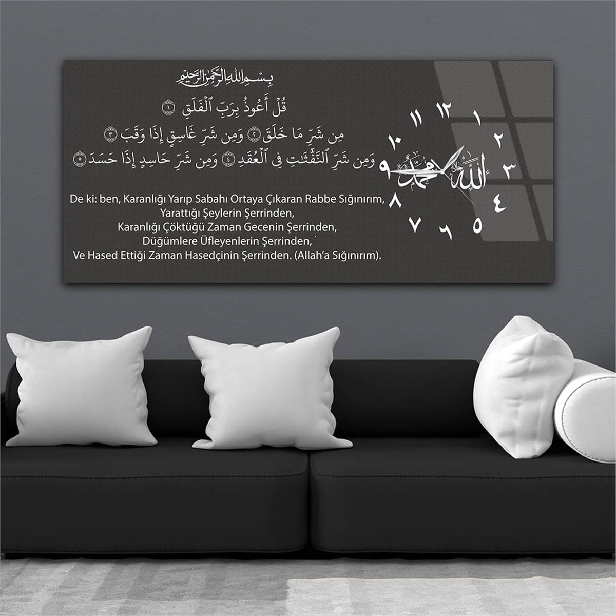 Side-Clock, Religious-Themed Horizontal Glass Wall Painting 018