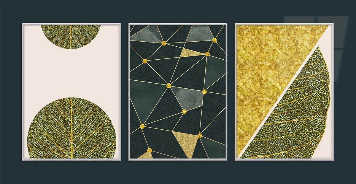 Alüminyum Çerçeveli Sanat Temalı 3'lü Set MDF Tablo 0055