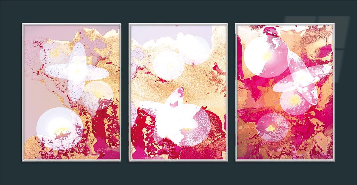 Alüminyum Çerçeveli Sanat Temalı 3'lü Set MDF Tablo 0004