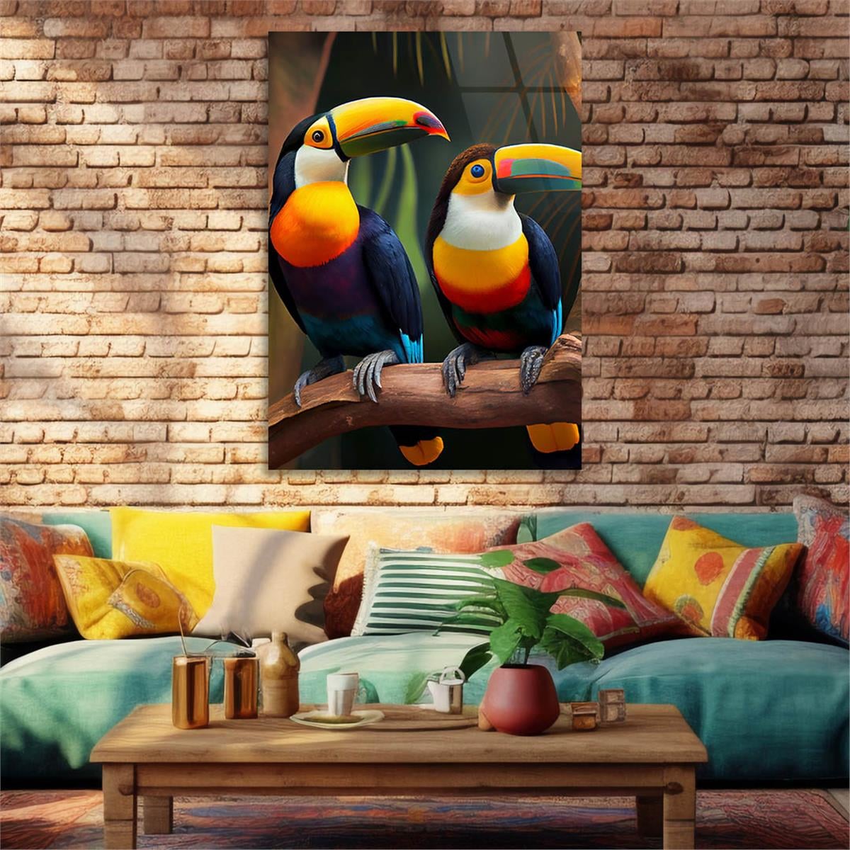 Dikey Sanat Temalı Cam Tablo 519