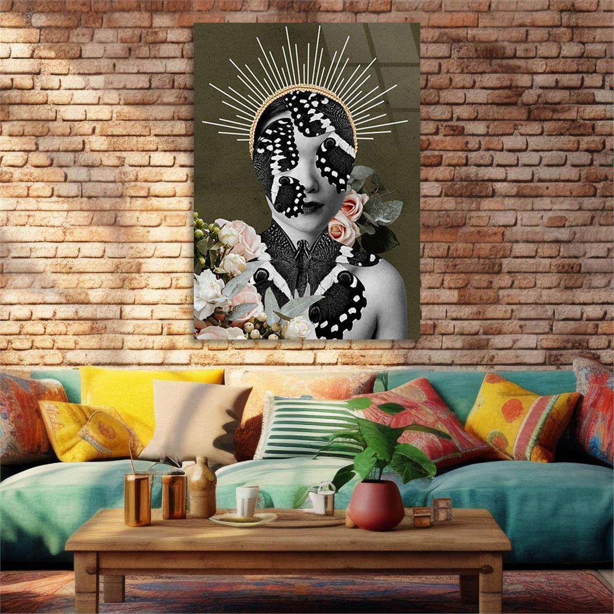 Dikey Sanat Temalı Cam Tablo 336