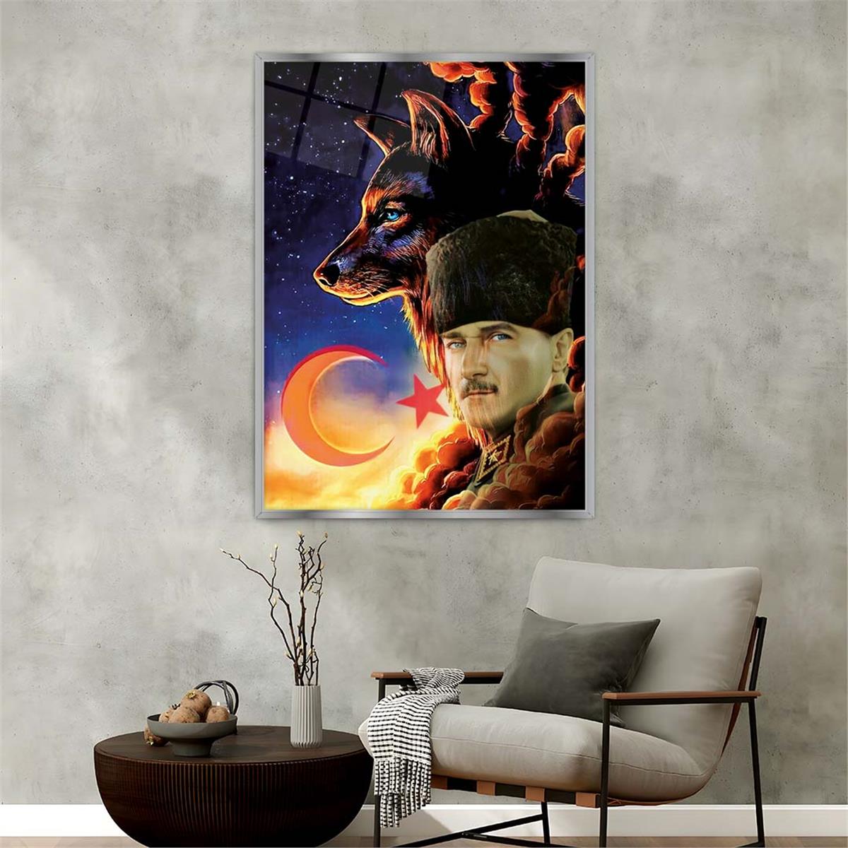 Aluminum-Framed National-Themed Tempered Glass Wall Art 091