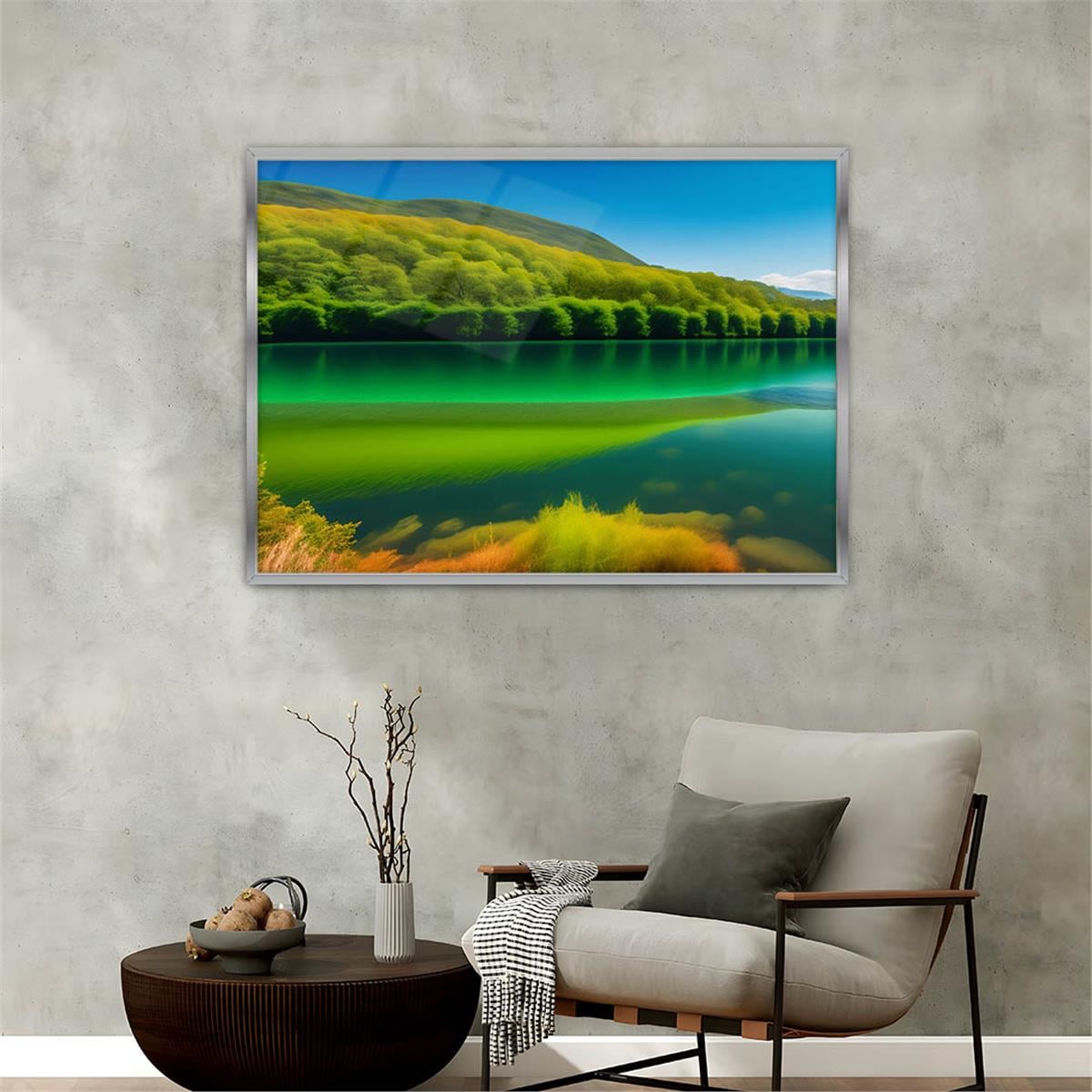 Aluminum-Framed Natured-Themed Tempered Glass Wall Art 031