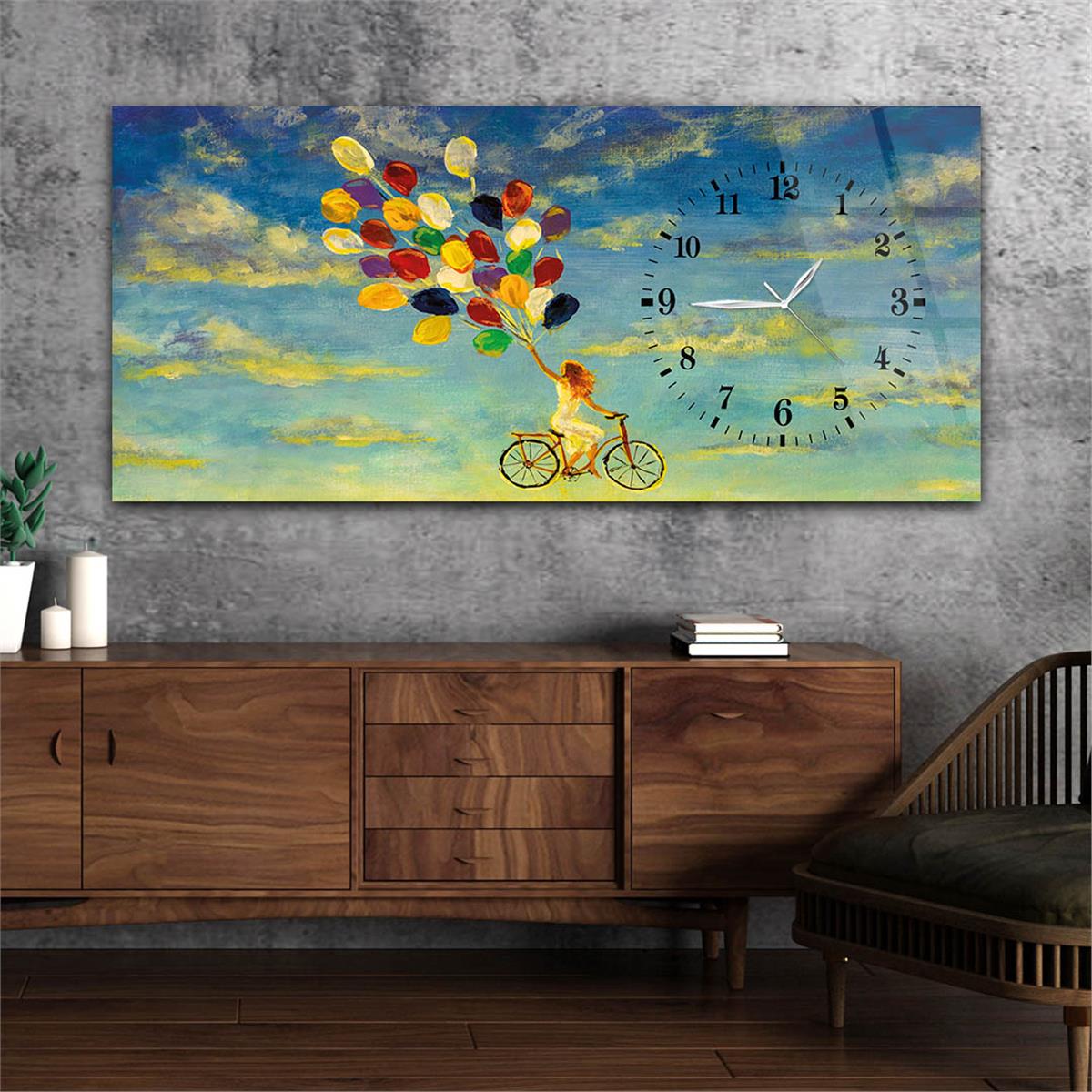 Side-Clock, Art And Nature-Themed Horizontal Glass Wall Painting 050