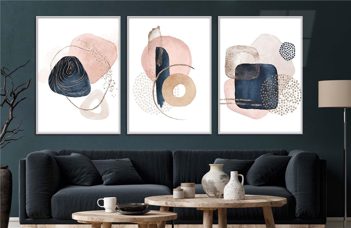 Alüminyum Çerçeveli Sanat Temalı 3'lü Set CAM Tablo 0082