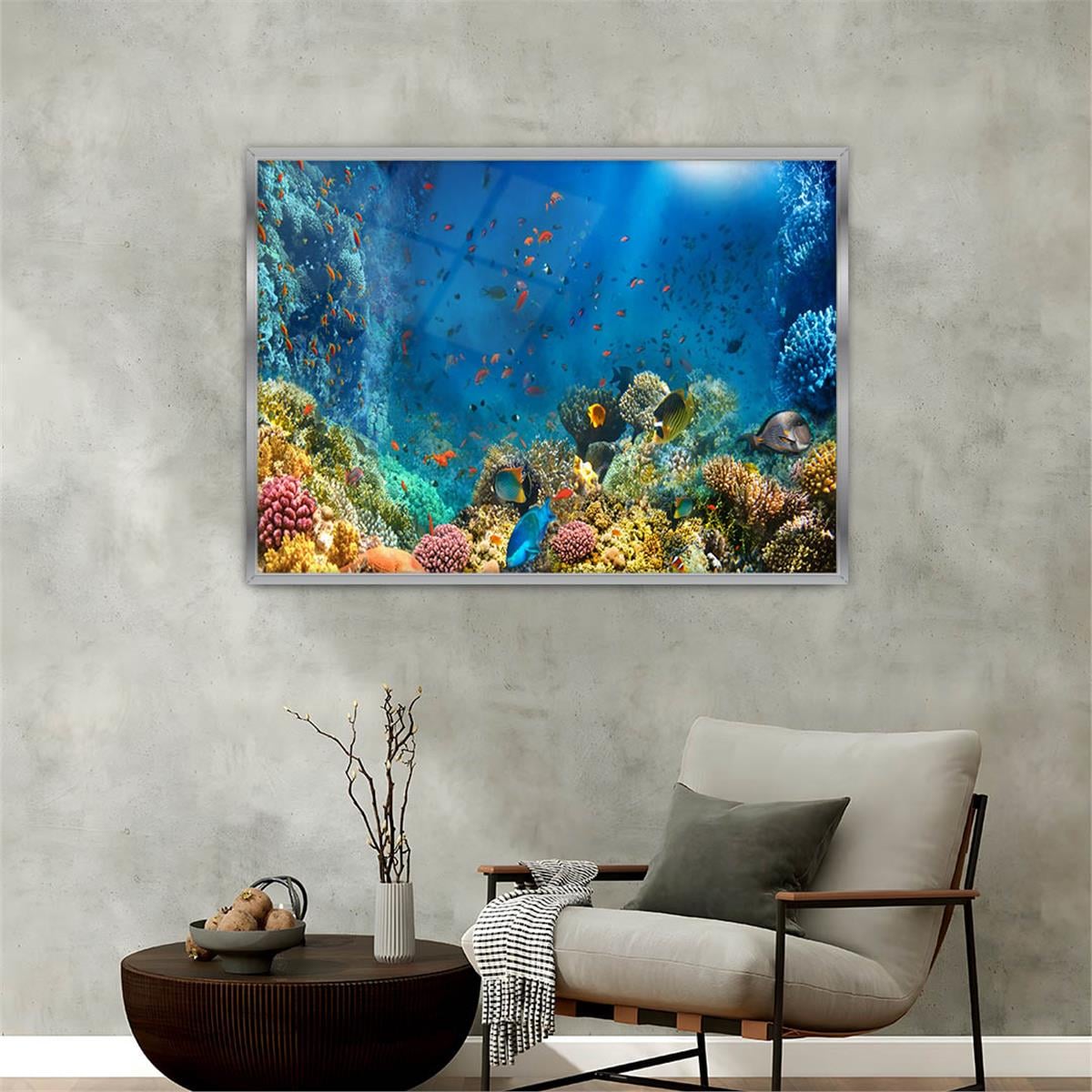 Aluminum-Framed Natured-Themed Tempered Glass Wall Art 084