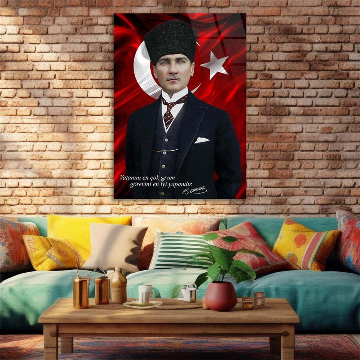 Dikey VatanTemalı Cam Tablo 288