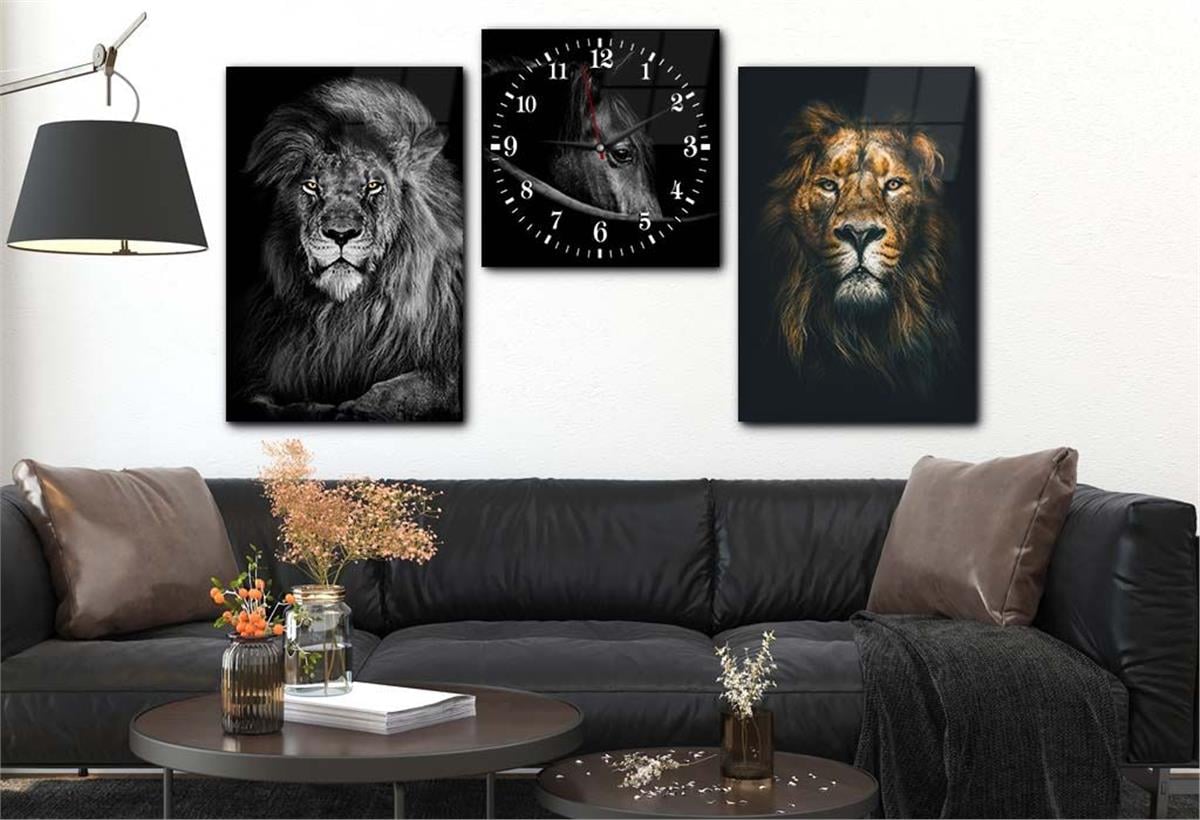 SANAT TEMALI CAM TABLO SAAT SETİ 