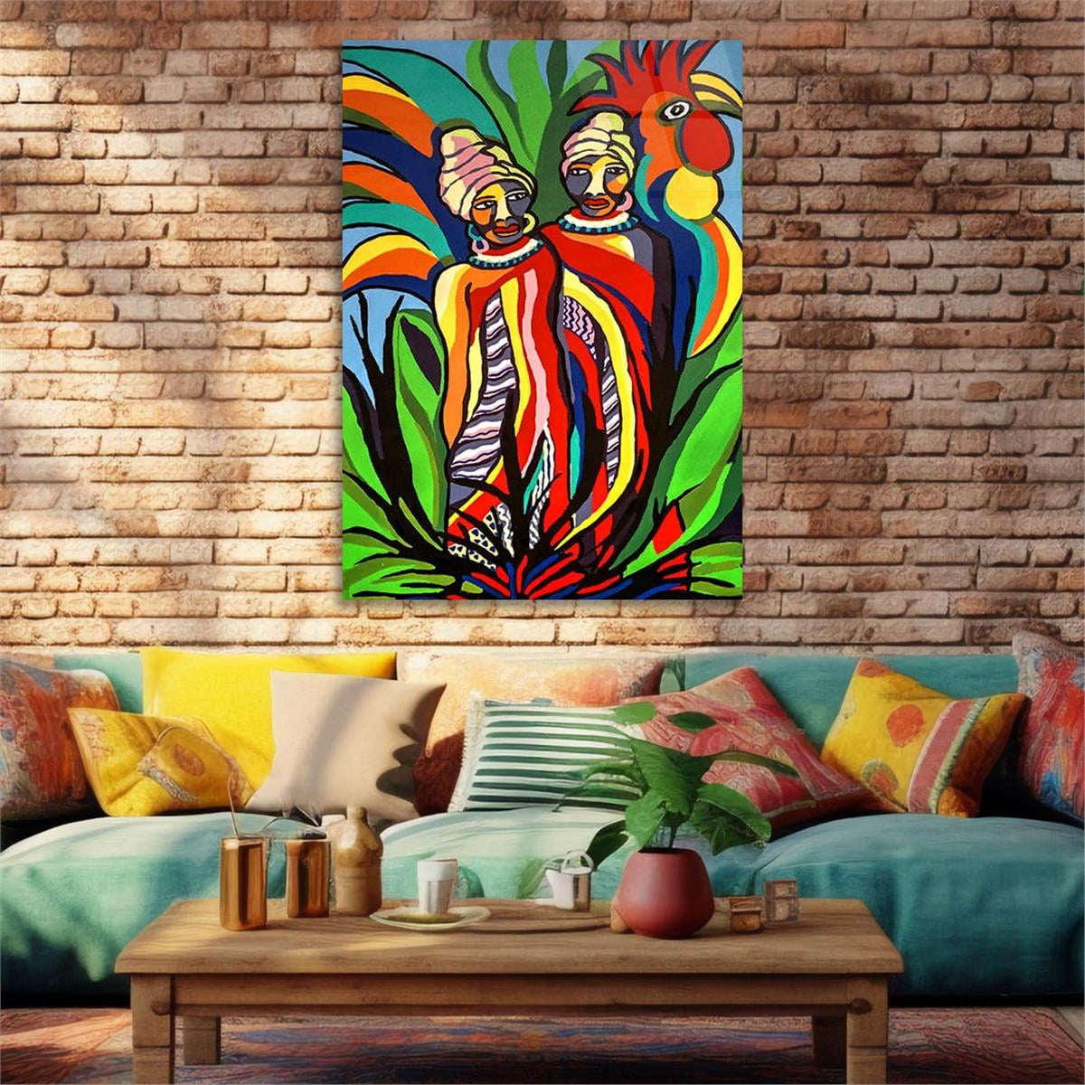 Dikey Sanat Temalı Cam Tablo 389