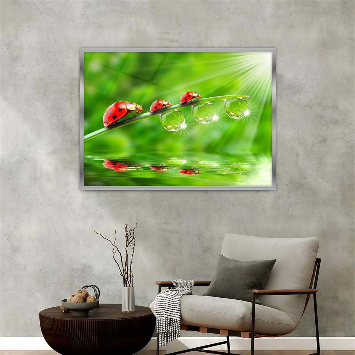 Aluminum-Framed Natured-Themed Tempered Glass Wall Art 073