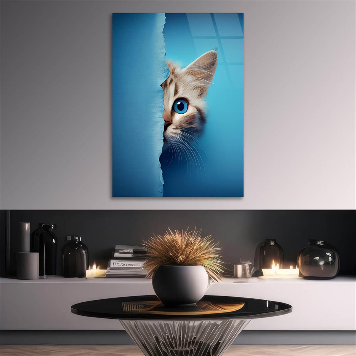 Dikey Doğa Temalı Cam Tablo 256