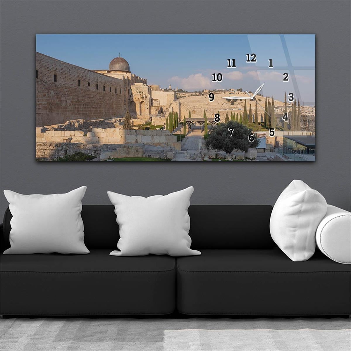 Horizontaal, Aan De Zijkant Voorzien Van Een Klok, Religieus Thema Gehard Glasschilderij 064