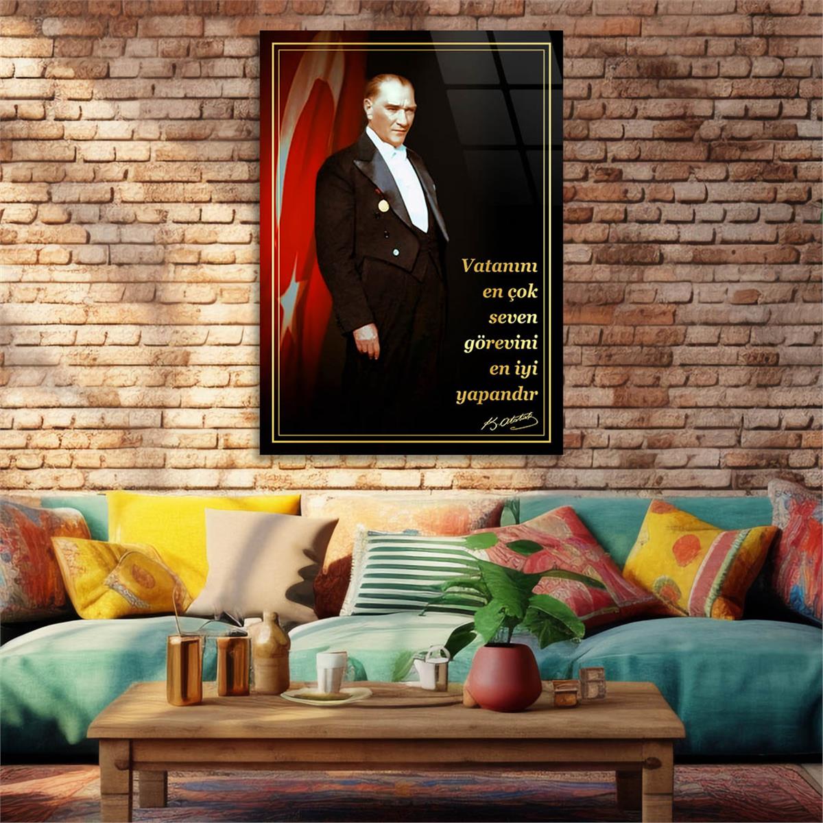 Dikey VatanTemalı Cam Tablo 263