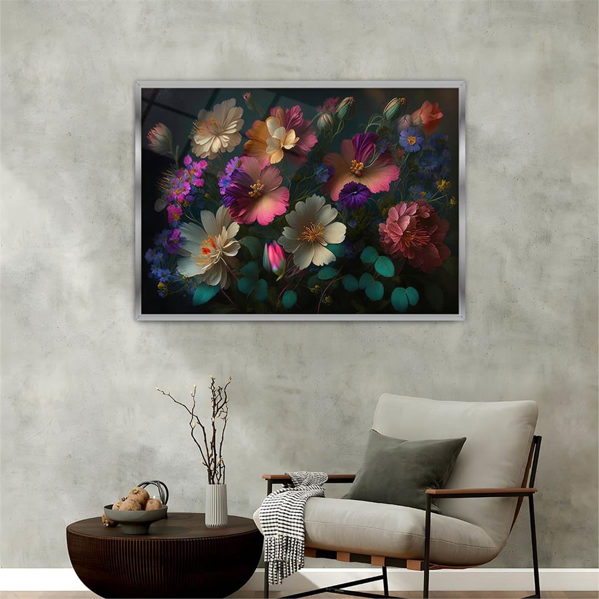 Aluminum-Framed Natured-Themed Tempered Glass Wall Art 040