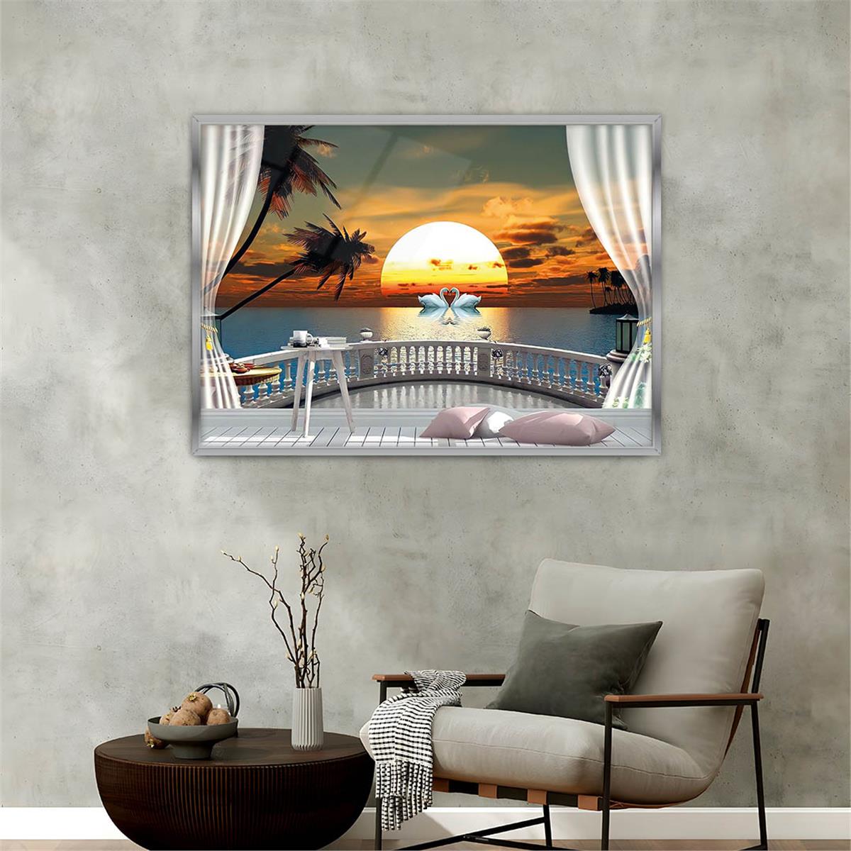 bedrucktes Glas mit Aluminiumrahmen und Natur Themen 