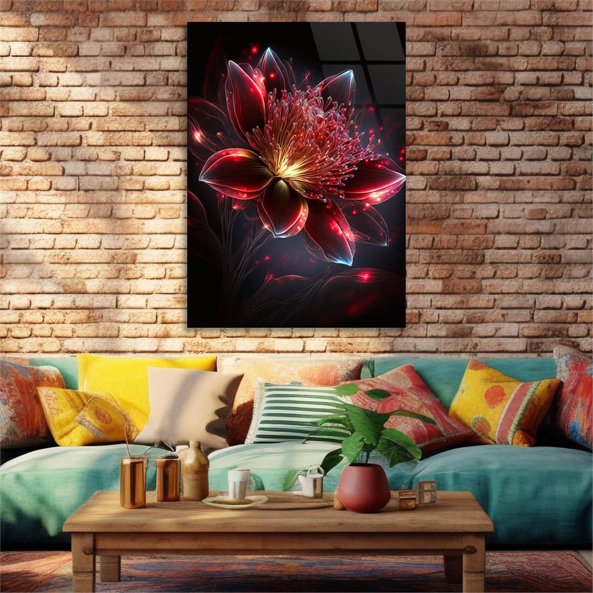 Dikey Sanat Temalı Cam Tablo 434