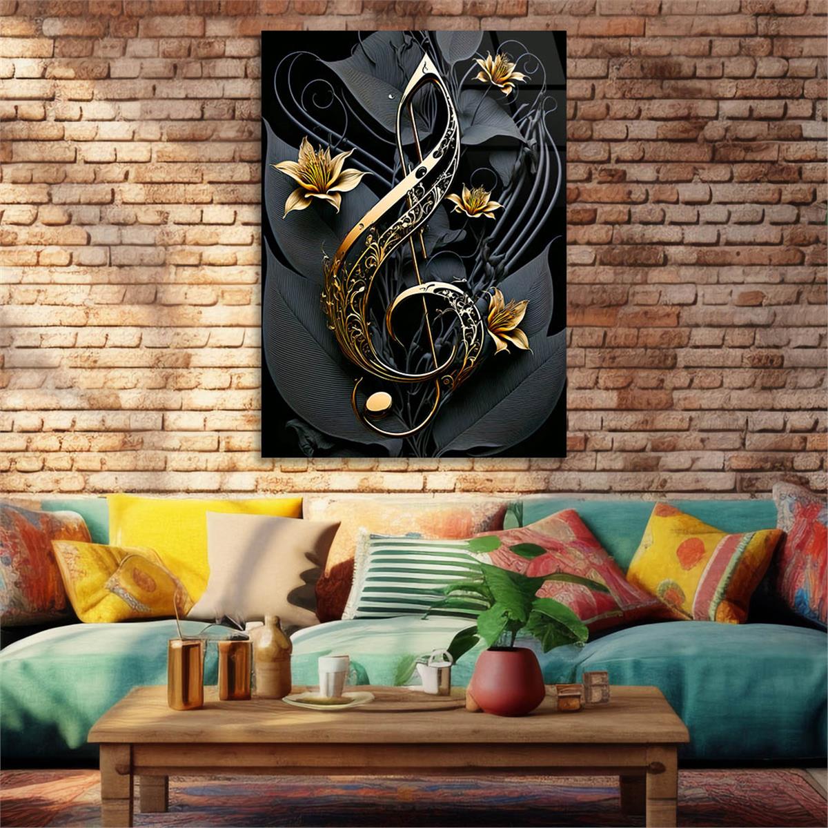 Dikey Sanat Temalı Cam Tablo 588