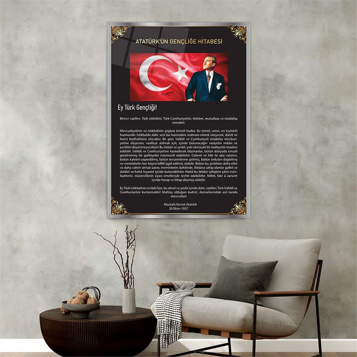 Aluminum-Framed National-Themed Tempered Glass Wall Art 015