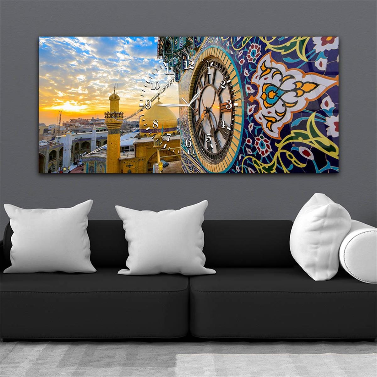 Horizontaal, in Het Midden Voorzien Van Een Klok, Religieus Thema Gehard Glasschilderij 038