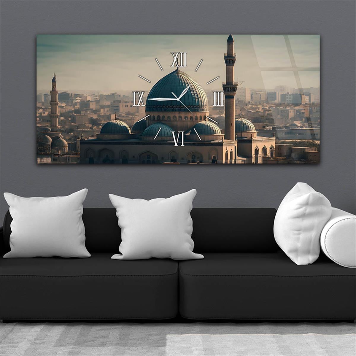 Middle-Clock, Religious-Themed Horizontal Glass Wall Painting 112