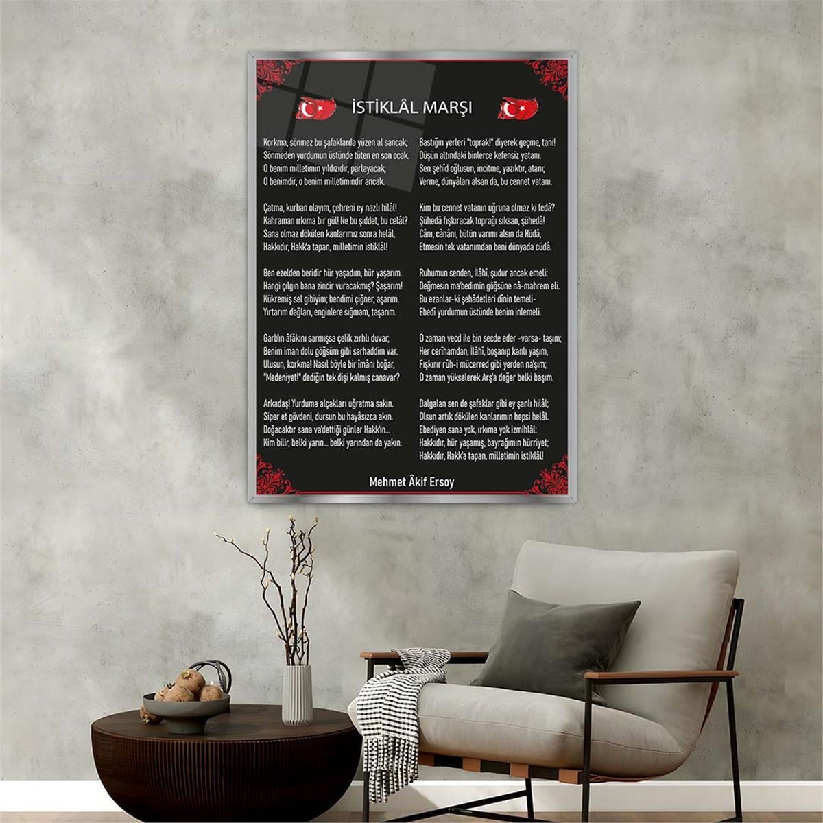 Aluminum-Framed National-Themed Tempered Glass Wall Art 098