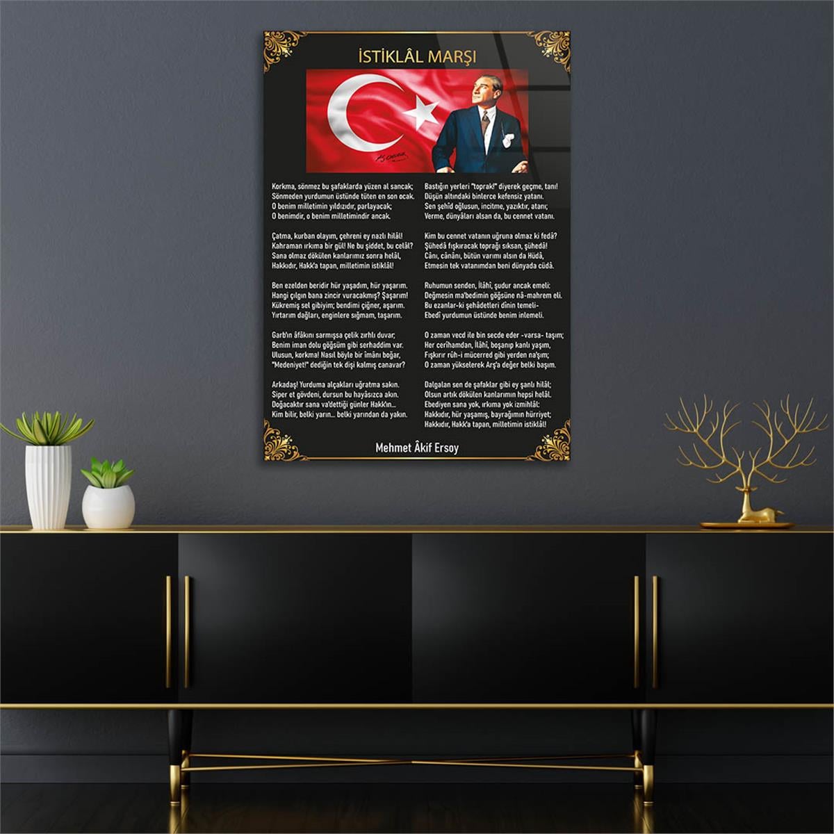 Turkish National Anthem Tempered Glass Wall Art 