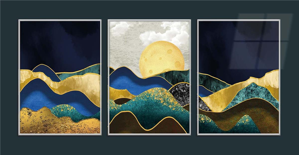 Alüminyum Çerçeveli Sanat Temalı 3'lü Set MDF Tablo 0061