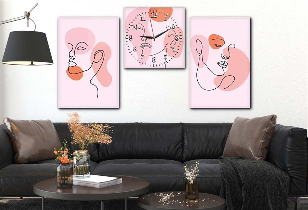 Tempered Glasss Wall Arts Art-Themed Set with Clock
