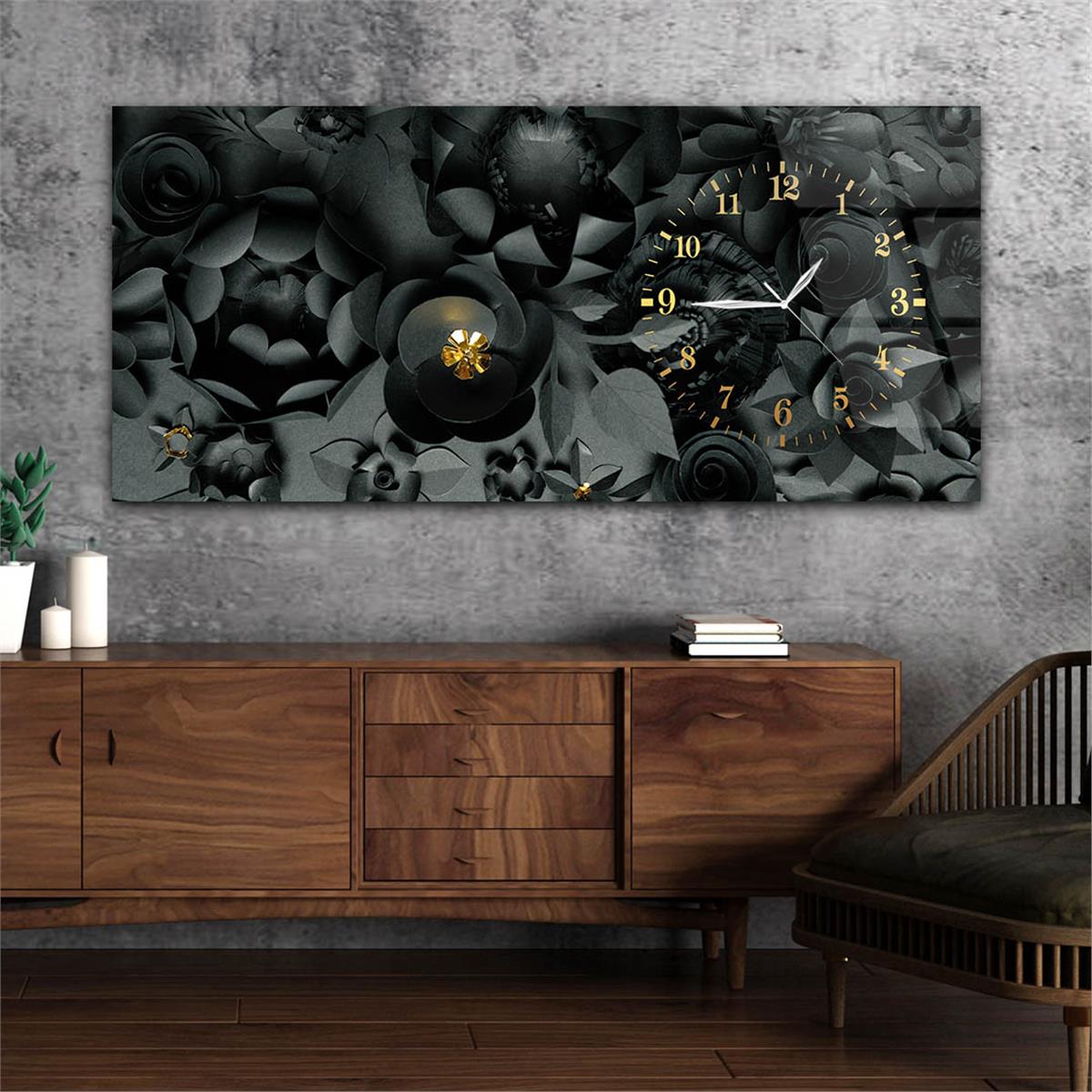 Side-Clock, Art And Nature-Themed Horizontal Glass Wall Painting 038