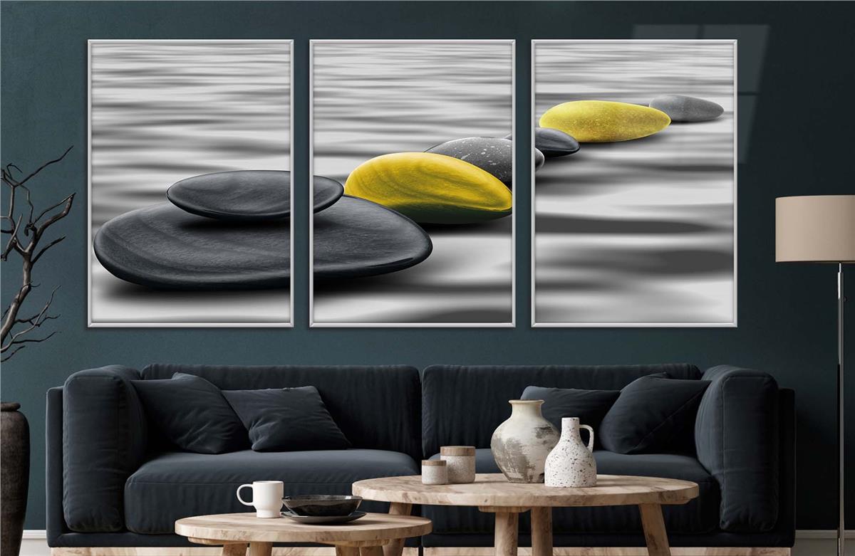 Alüminyum Çerçeveli Sanat Temalı 3'lü Set CAM Tablo 0064