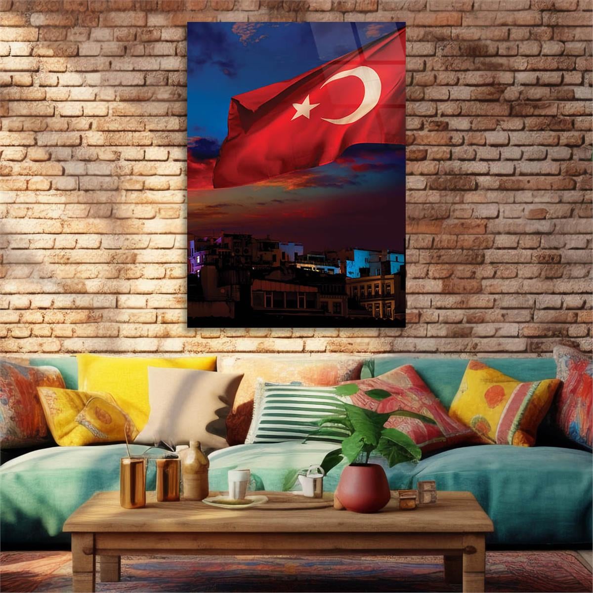 Turkish Flag Glass Wall Art