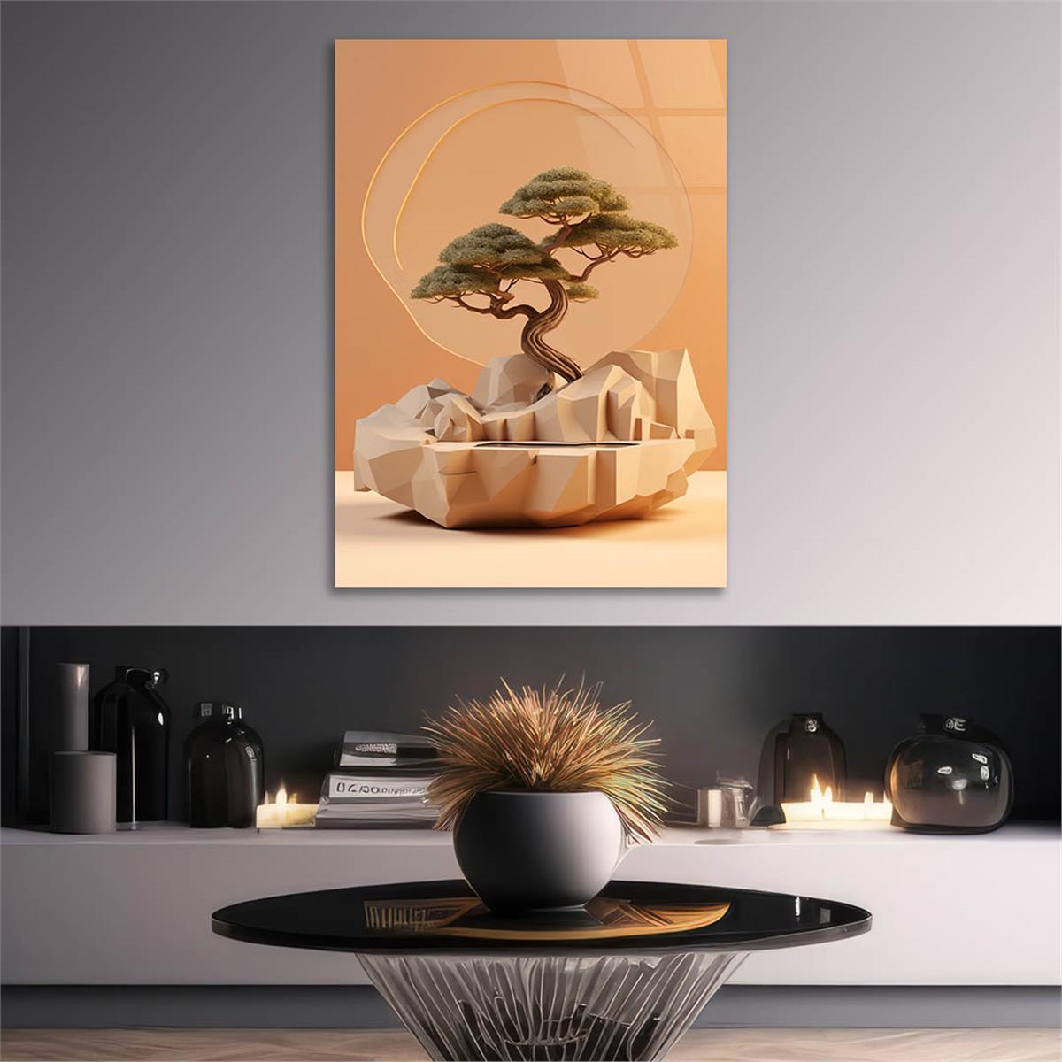 Dikey Doğa Temalı Cam Tablo 397