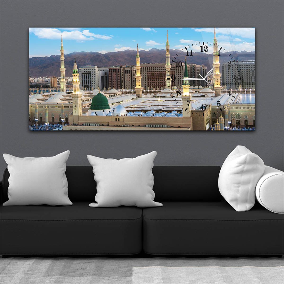 Tableau en verre à thème religieux avec horloge latérale horizontale  031