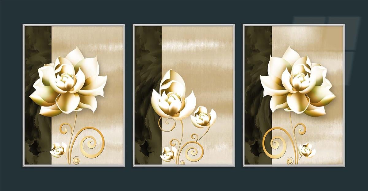 Alüminyum Çerçeveli Sanat Temalı 3'lü Set MDF Tablo 0041