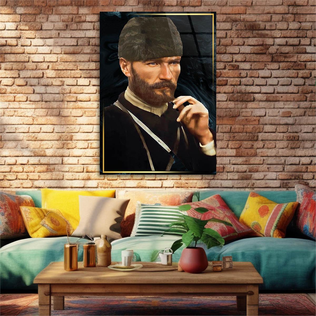 Mustafa Kemal Atatürk Gehard Glasschilderij 