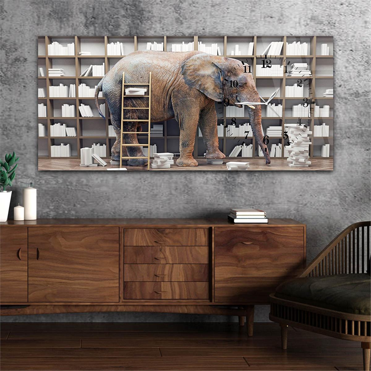 Yatay Saatli Yandan Sanat ve Doğa Temalı Cam Tablo 065