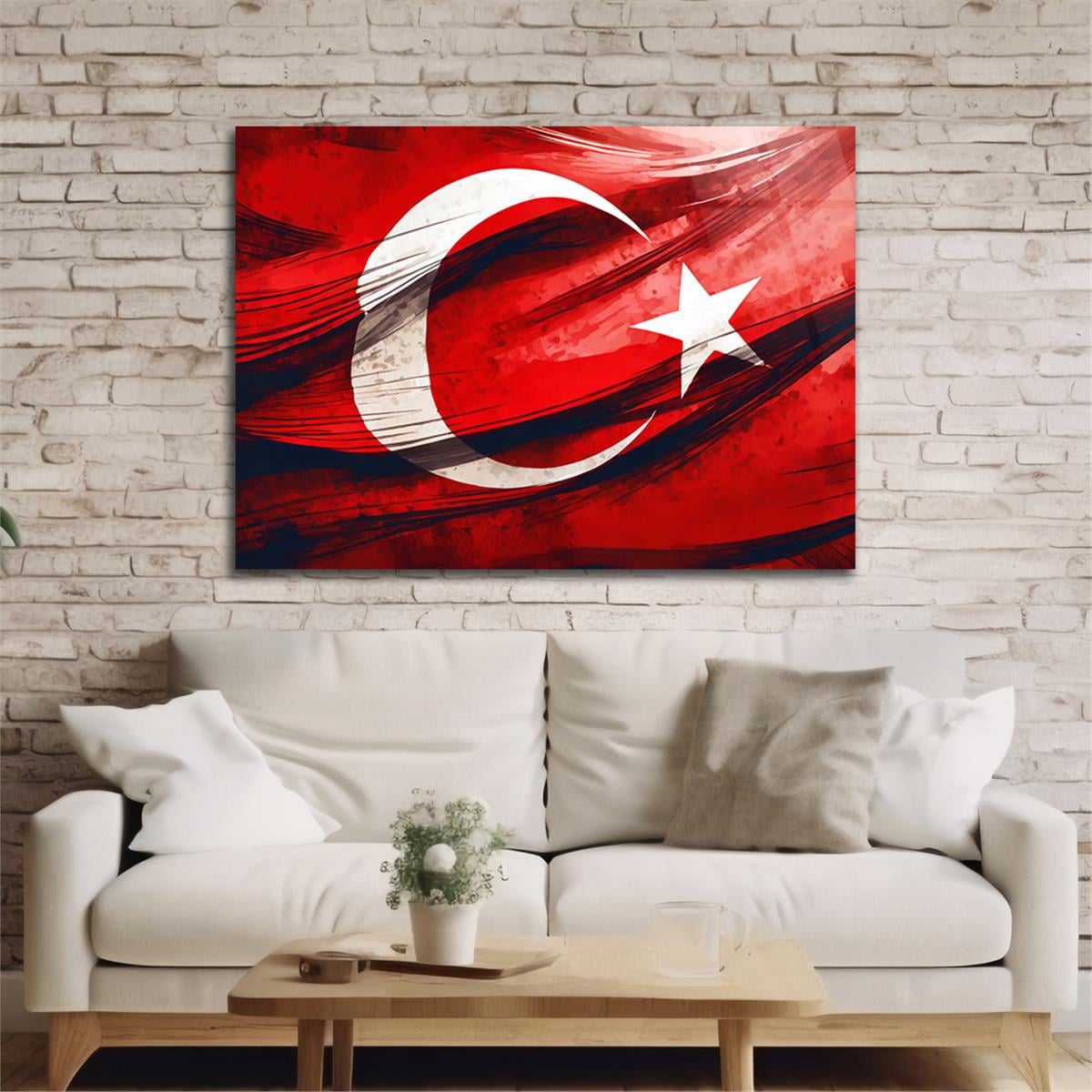 Yatay VatanTemalı Cam Tablo 127