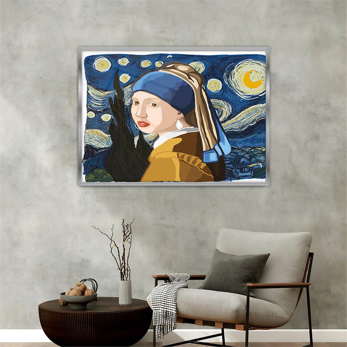 Aluminum-Framed Art-Themed Tempered Glass Wall Art 163